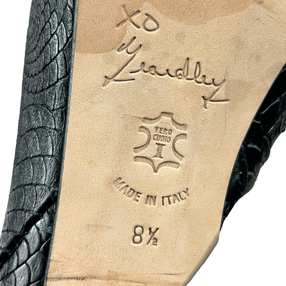 Marchez Vouz by Yeardley Black Leather Platform Heels Booties Size 8.5 - Picture 6 of 7